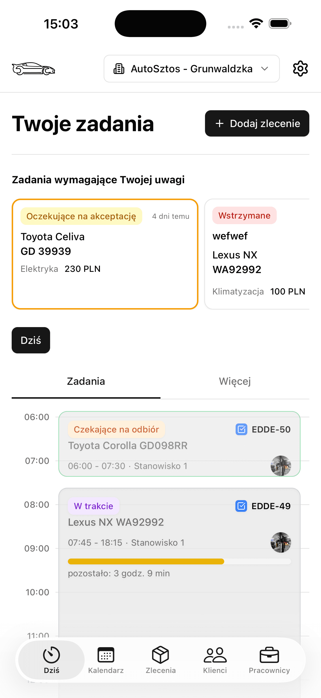 Podjade Pro — widok zadań
