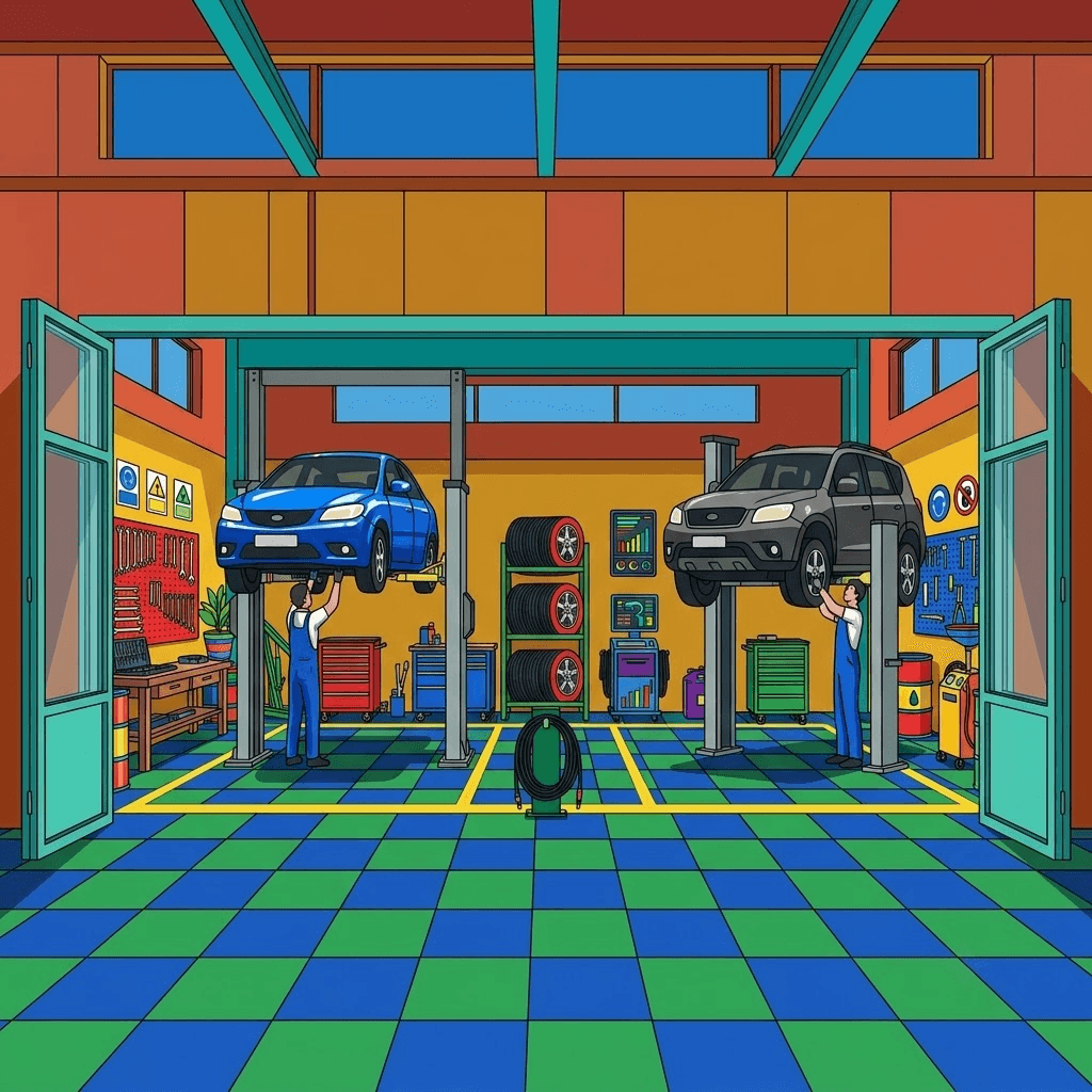 Mechanik przy pracy w warsztacie samochodowym